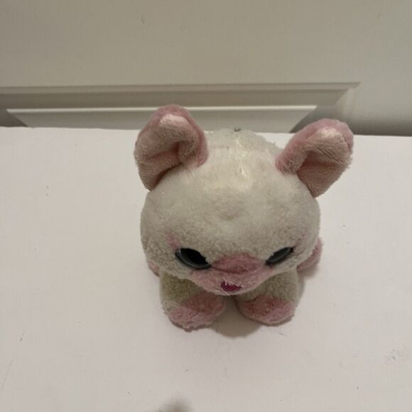 Aurora Marshmallow Cat Kitty Plush Pink Nose Ears Stuffed Animal Big Blue Eyes - Picture 3 of 9